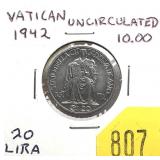 1942 Vatican 20 lira