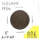 1926 Iceland 5 aurar