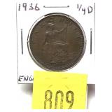1936 British 1/4 d farthing