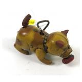 Vintage 1950's Tin Wind-up Bull Dog Toy, wagging