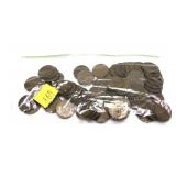 Lot, wheat cents, 74 pcs.