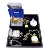 Lot, quartz hunter case pocket watches with chains