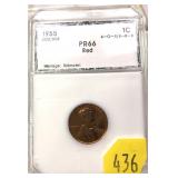 1955 Lincoln cent PCI slab certified Proof 66