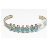 Vintage sterling silver child's turquoise cuff
