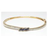 Sterling silver gold wash hinged bangle bracelet