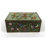 Chinese Cloisonne Box w/ Jade lid 2' high, 5'