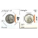 x2- Washington quarters: 1935-D, 1935-S -x2