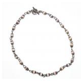 Sterling silver 16' toggle clasp bead necklace