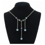 Sterling silver 16' blue freshwater pearl necklace