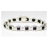 Sterling silver 7.5' bezel set square black links