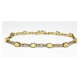 Sterling silver gold wash 7.5' lab opal bracelet