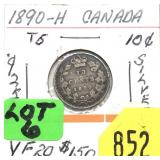 1890-H Canadian 10-cents