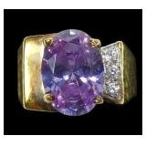 Sterling silver gold wash oval cut purple stone