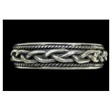 Sterling silver antique finish braid and bead band