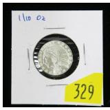 Indian Head .999 Fine Silver 1/10 Troy oz. round,