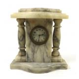 German wind-up clock in Marble Case, w/ columns,