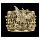 14K Yellow gold beaded and rope design 14mm band