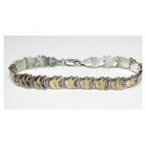 Sterling and gold wash 7' 2-tone bracelet