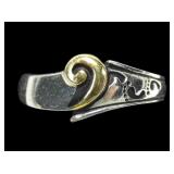 Sterling silver gold wash wave accent footprints