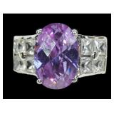 Sterling silver chekerboard cut purple simulant