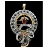 18K yellow gold with sterling silver setting