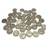 x40- Buffalo nickels, mixed dates -x40 nickels -