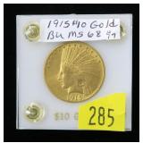 1915 $10 Gold Indian Eagle, BU