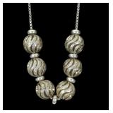 Sterling silver 16' box chain bead necklace