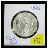 1886 Morgan dollar, gem BU