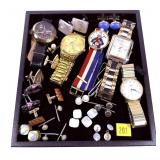 Lot, men's jewelry, watches and compass