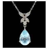 Sterling silver basket set pear cut blue topaz