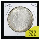 1921 Morgan dollar, Unc.