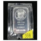 .999 Fine Silver 1 Troy oz. bar, Sunshine Minting