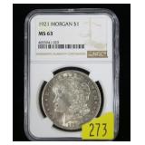 1921 Morgan dollar NGC slab certified MS-63