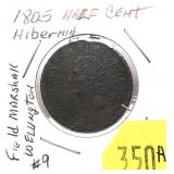 1805 Hibernia half cent