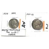 Lot, 2 error nickels