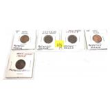 Lot, 5 error pennies