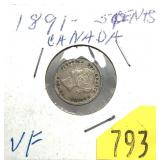 1891 Canadian 5-cent silver