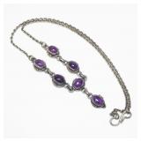 Vintage sterling silver cabochon amethyst necklace