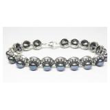 Sterling silver 7.5' black pearl bracelet