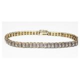 Sterling silver two-tone 7.5' moissanite tennis