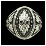 Sterling silver leaf motif ring, new, size 11