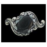 Sterling silver oval cut hematite ring in pretty