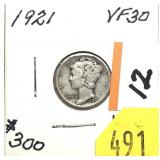 1921 Mercury dime