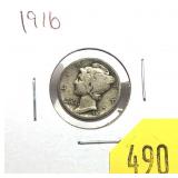 1916 Mercury dime