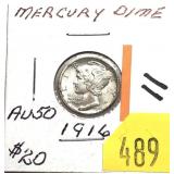 1916 Mercury dime, AU