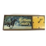Marlboro Advertising Clock and lighted Ad,