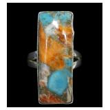 Sterling silver turquoise and spiny oyster bezel