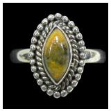 Sterling silver bezel set marquise cabochon