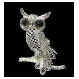 Vintage German sterling silver owl pin, 7.9 grams